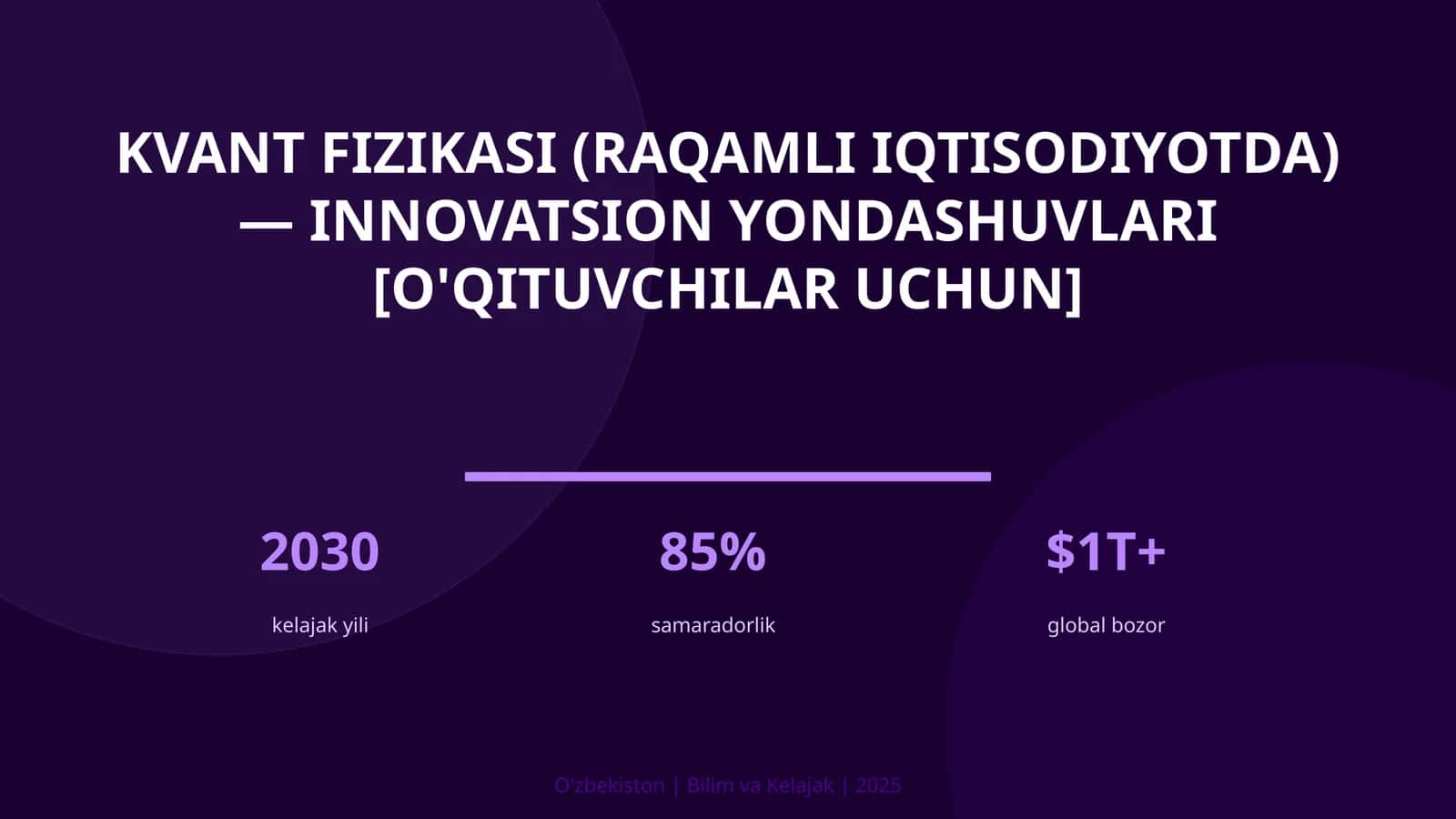Kvant fizikasi (raqamli iqtisodiyotda) — innovatsion yondashuvlari [o'qituvchilar uchun]