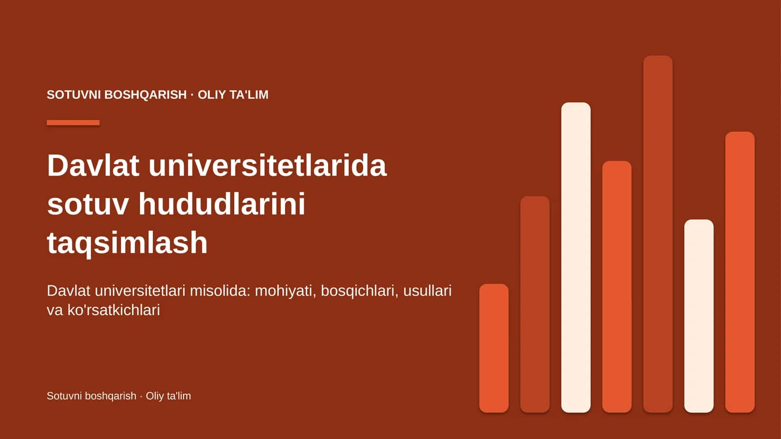 Davlat universitetlarida sotuv hududlarini taqsimlash