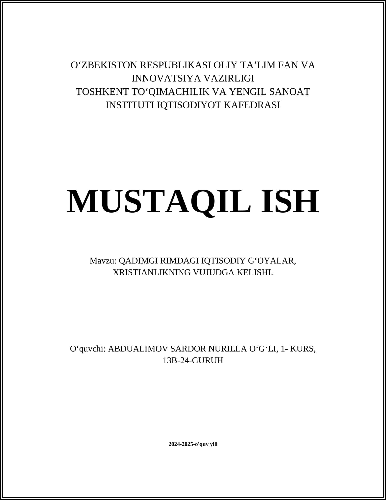 Qadimgi Rimdagi Iqtisodiy G'o'yalar