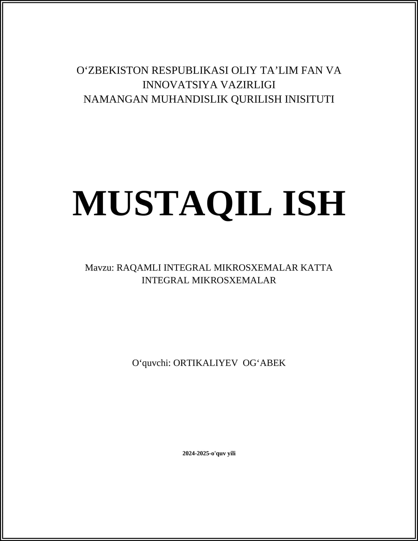 RAQAMLI INTEGRAL MIKROSXEMALAR