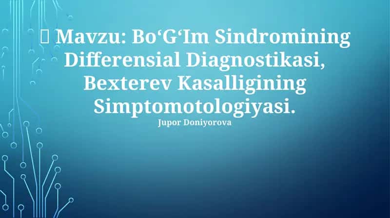 Bo‘G‘Im Sindromining Differensial Diagnostikasi