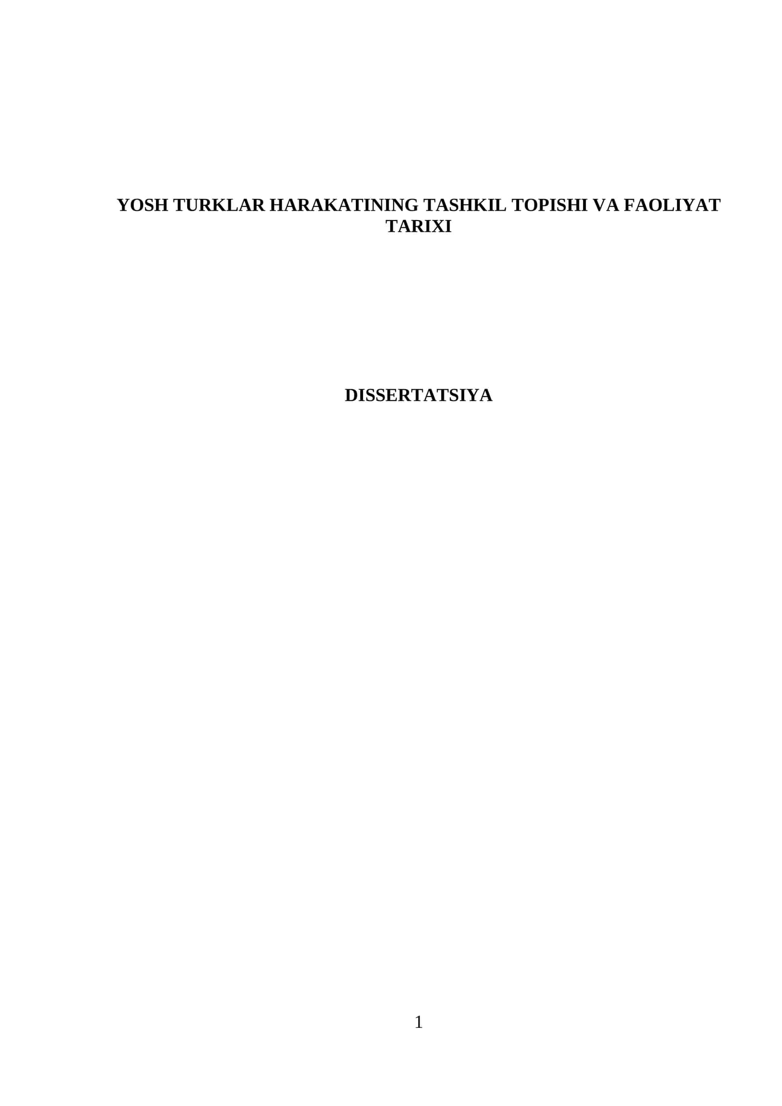 YOSH TURKLAR HARAKATINING TASHKIL TOPISHI VA FAOLIYAT TARIXI