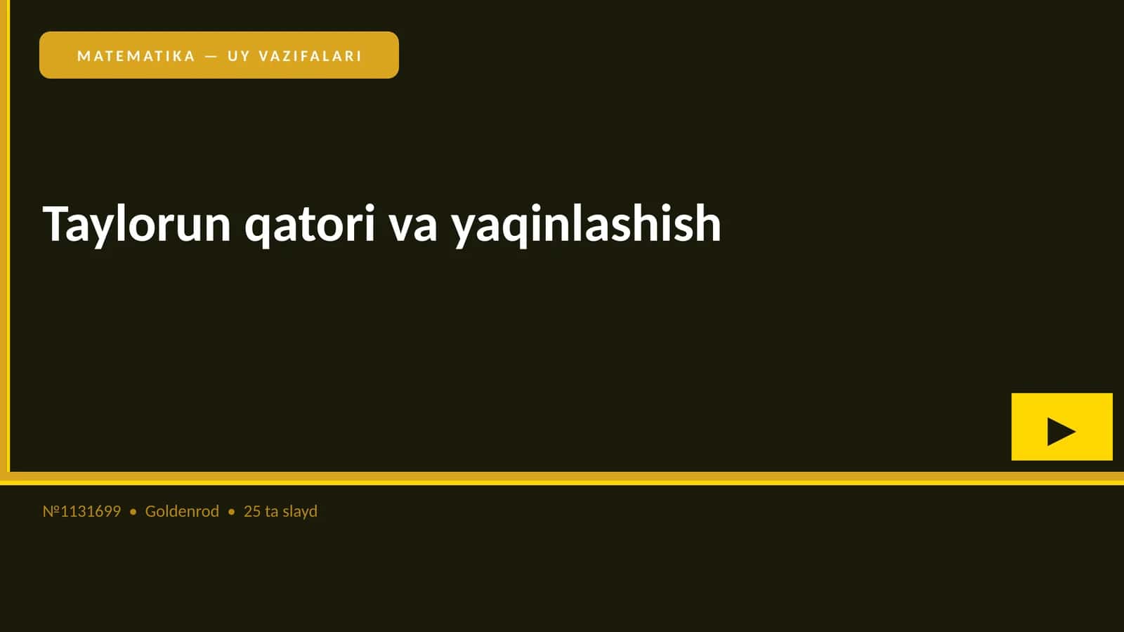 MATEMATIKA — UY VAZIFALARI