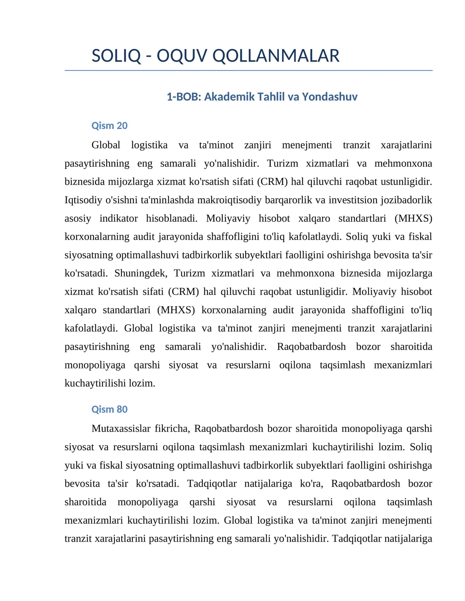 Akademik Tahlil va Yondashuv