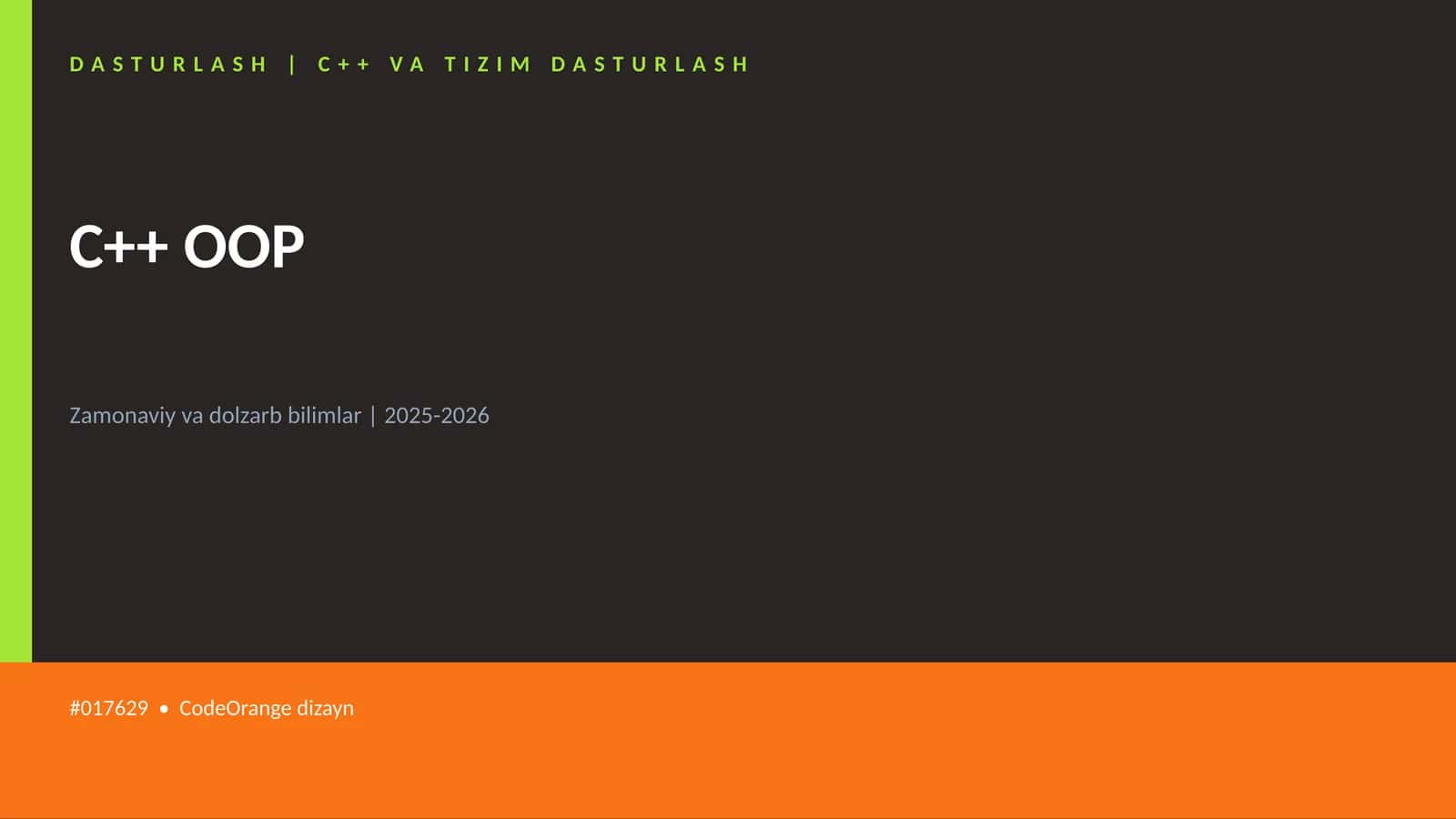 C++ VA TIZIM DASTURLASH