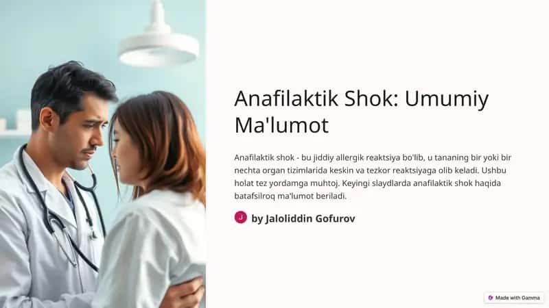 Anafilaktik Shok: Umumiy Ma'lumot