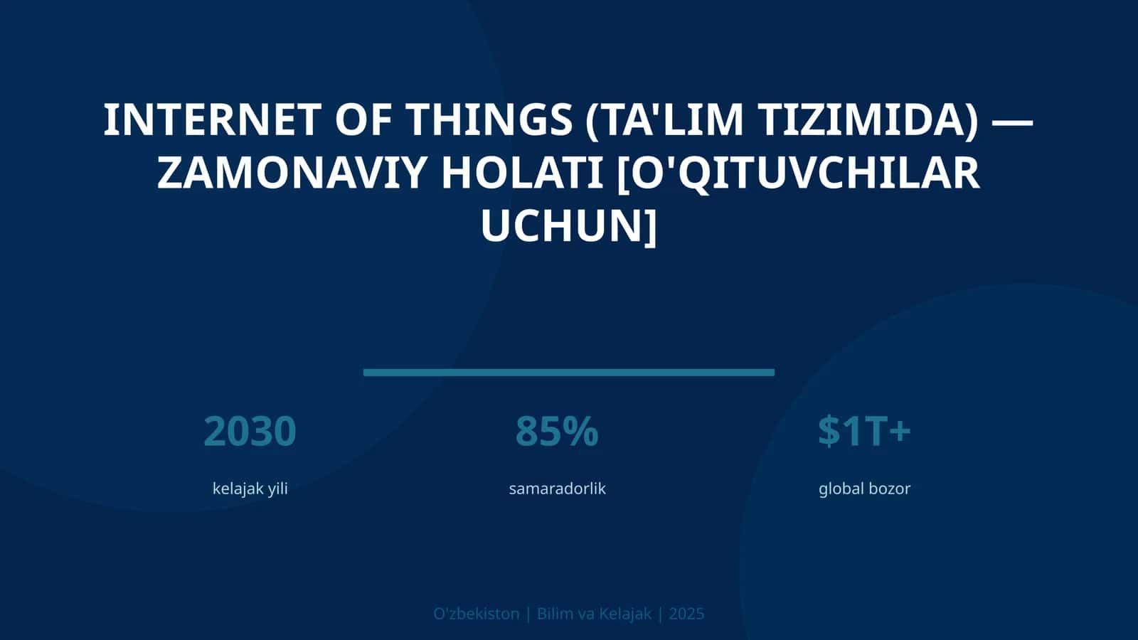 Internet of Things (ta'lim tizimida) — zamonaviy holati [o'qituvchilar uchun]