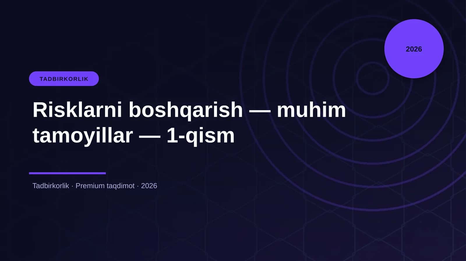 Risklarni boshqarish — muhim tamoyillar — 1-qism