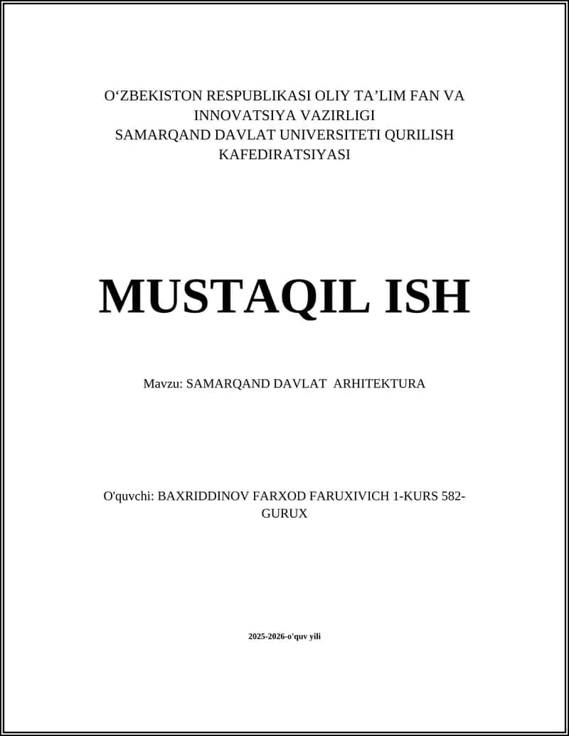SAMARQAND DAVLAT ARHITEKTURA