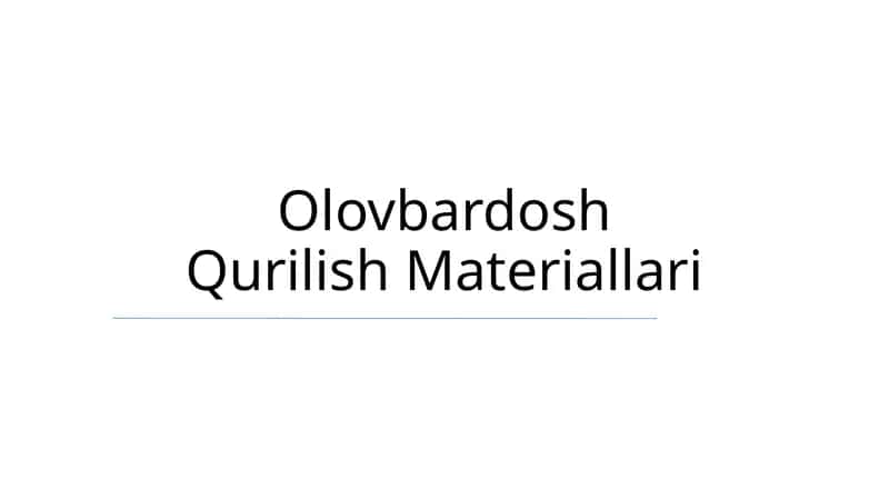 Olovbardosh Qurilish Materiallari
