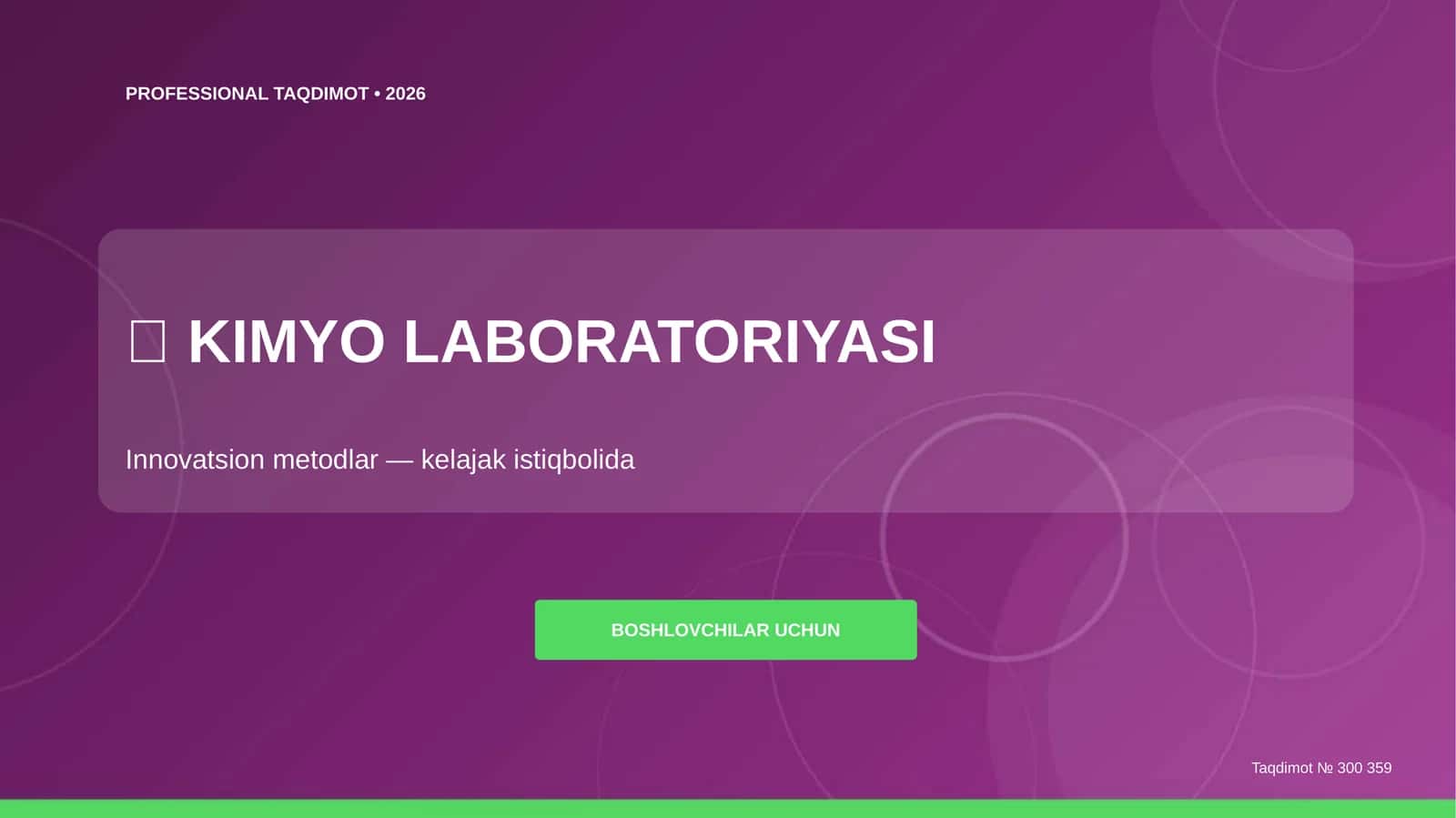 Kimyo Laboratoriyasi: Innovatsion Metodlar