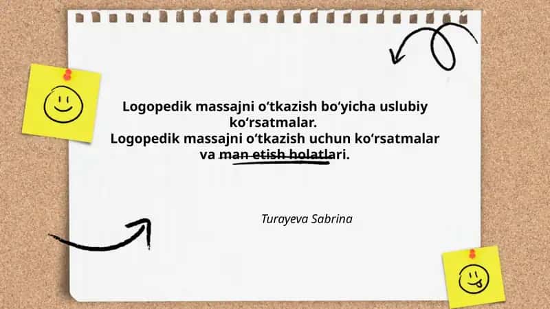 Logopedik massajni oʻtkazish boʻyicha uslubiy koʻrsatmalar