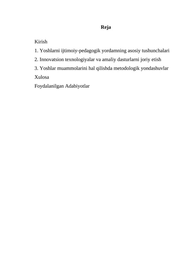 Yoshlarni ijtimoiy-pedagogik yordamning asosiy tushunchalari