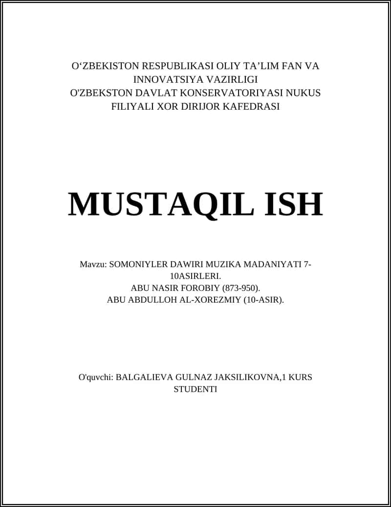 SOMONIYLER DAWIRI MUZIKA MADANIYATI 7-10ASIRLERI