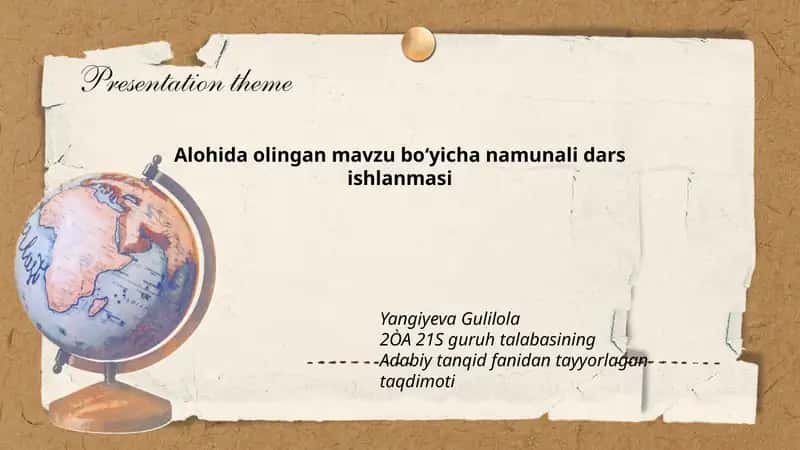 Adabiy tanqid fanidan tayyorlagan taqdimoti