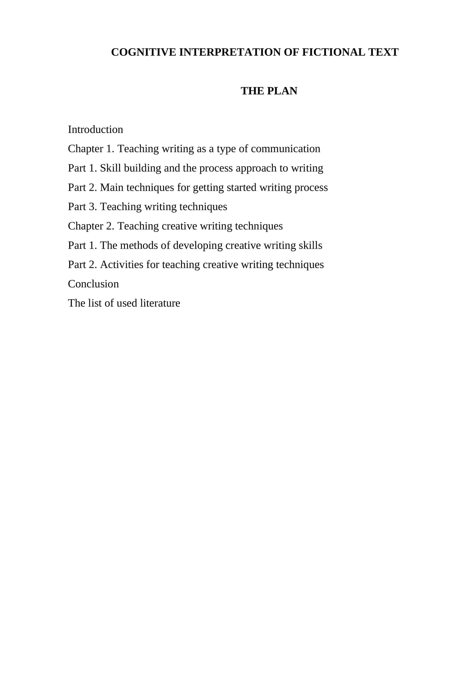 COGNITIVE INTERPRETATION OF FICTIONAL TEXT