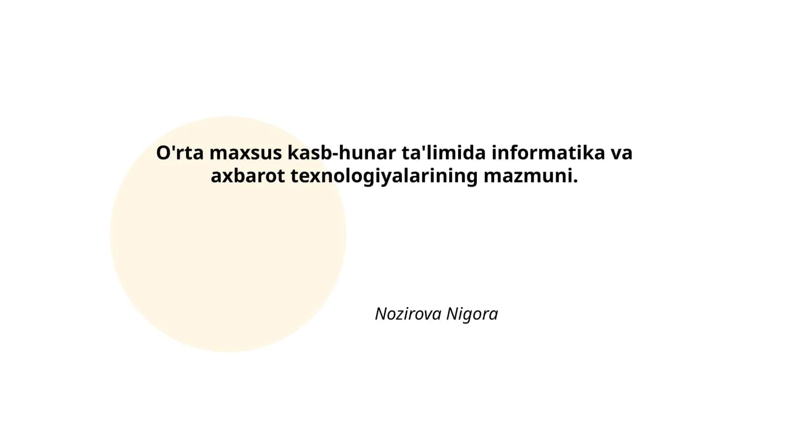O'rta maxsus kasb-hunar ta'limida informatika va axbarot texnologiyalarining mazmuni