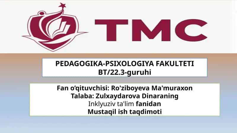 Inklyuziv ta'lim fanidan