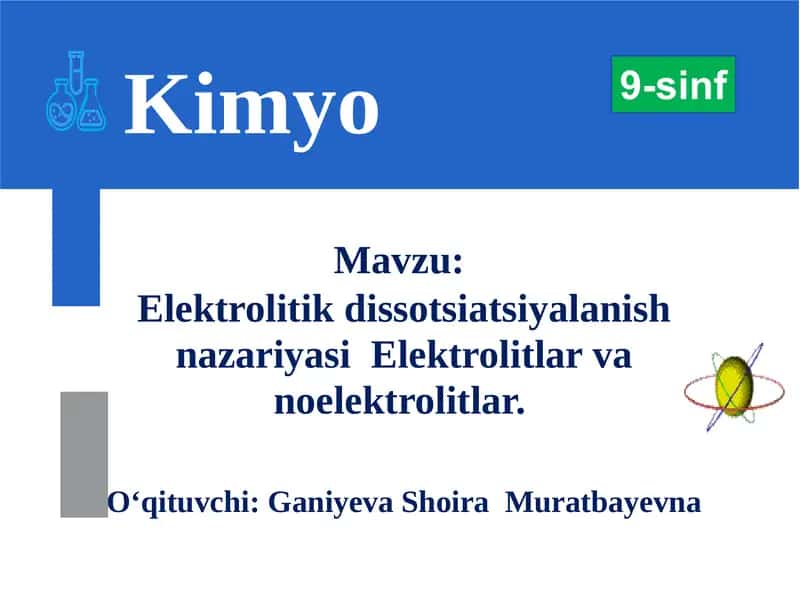 Elektrolitik Dissotsiatsiyalanish Nazariyasi