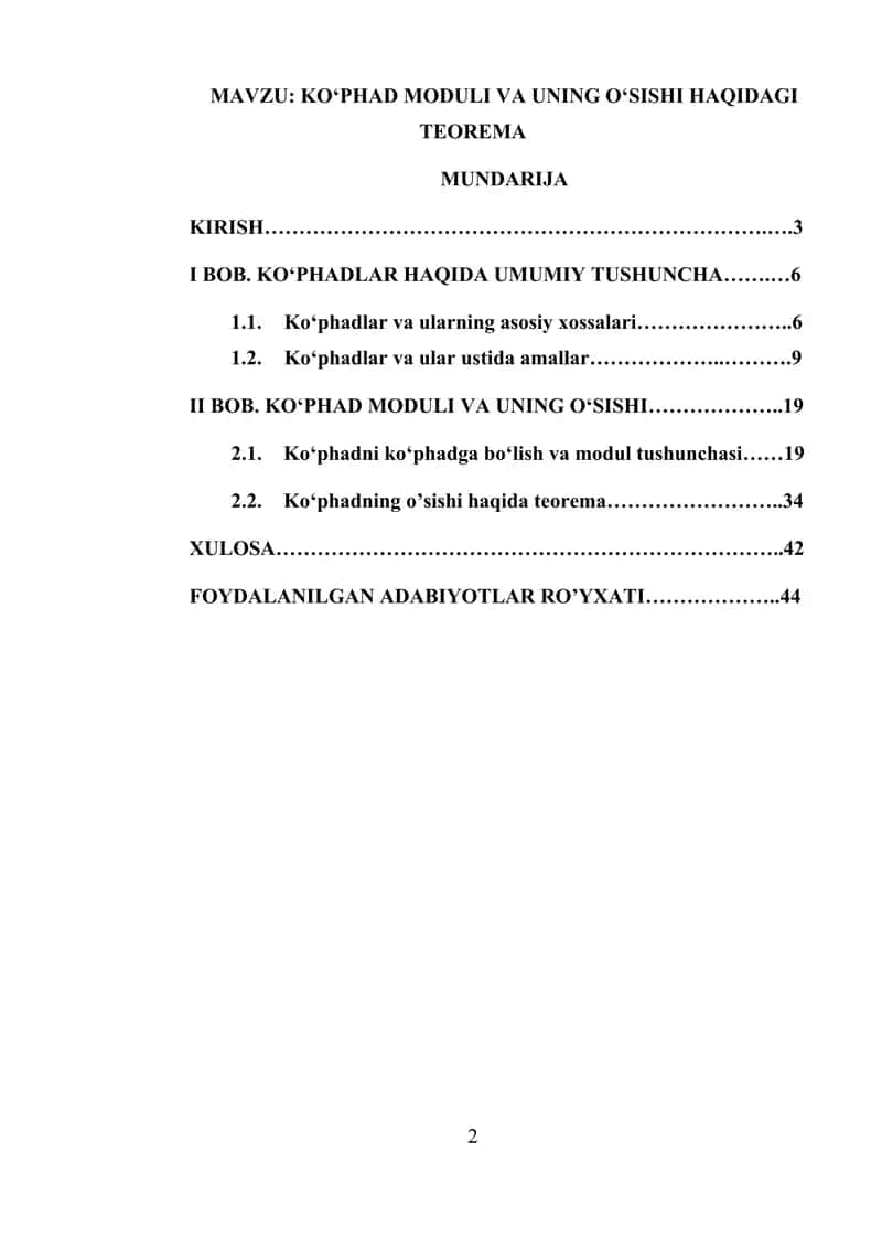 kophad moduli kophadlar haqida