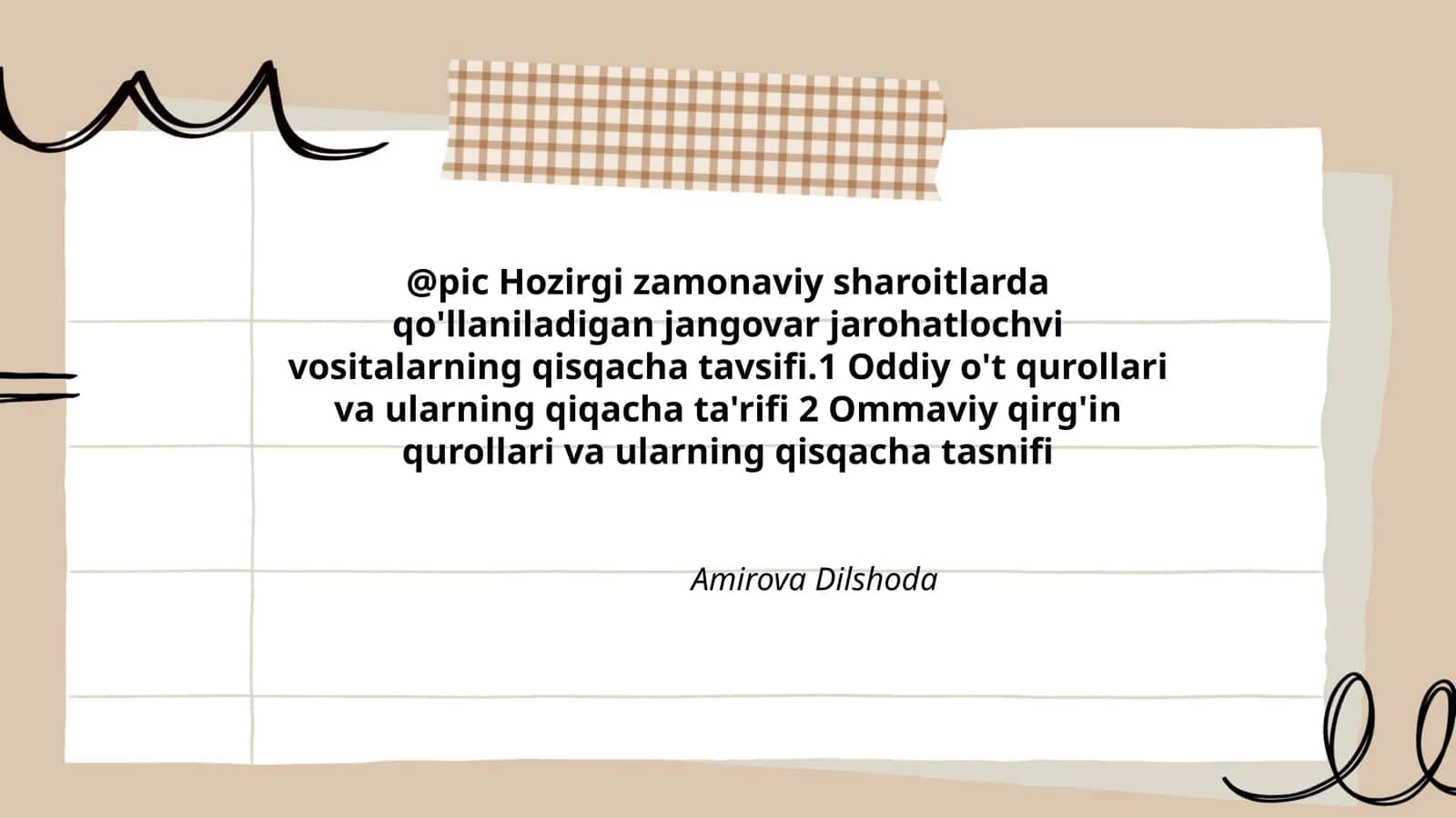 Oddiy o't qurollari va ularning qiqacha ta'rifi