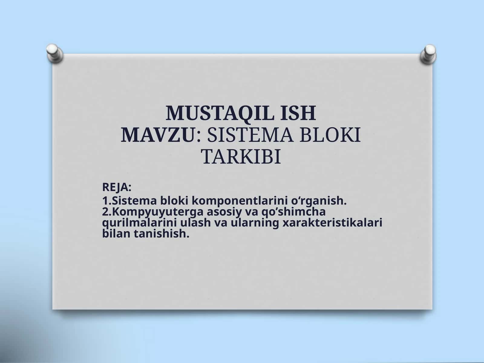 SISTEMA BLOKI TARKIBI
