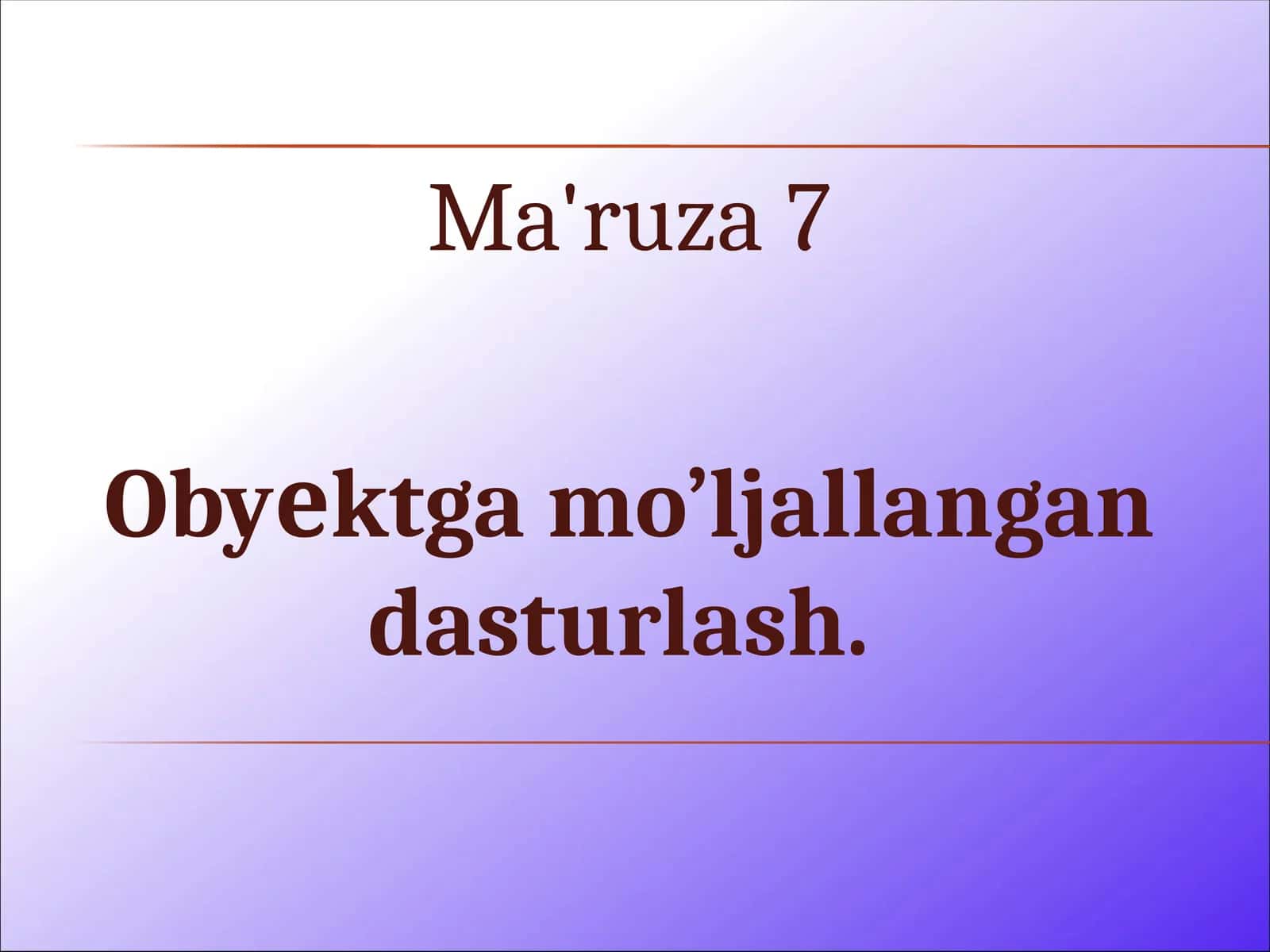obyektga mo'ljallangan dasturlash 1