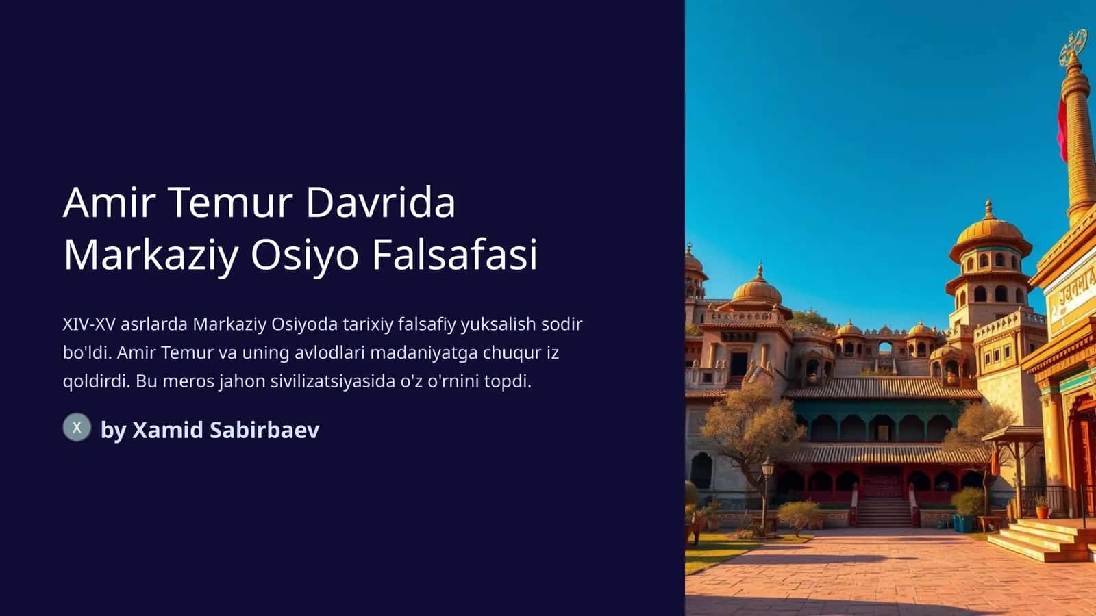 Amir Temur Davrida Markaziy Osiyo Falsafasi