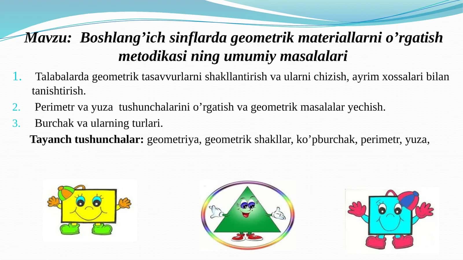 Boshlang’ich sinflarda geometrik materiallarni o’rgatish metodikasi