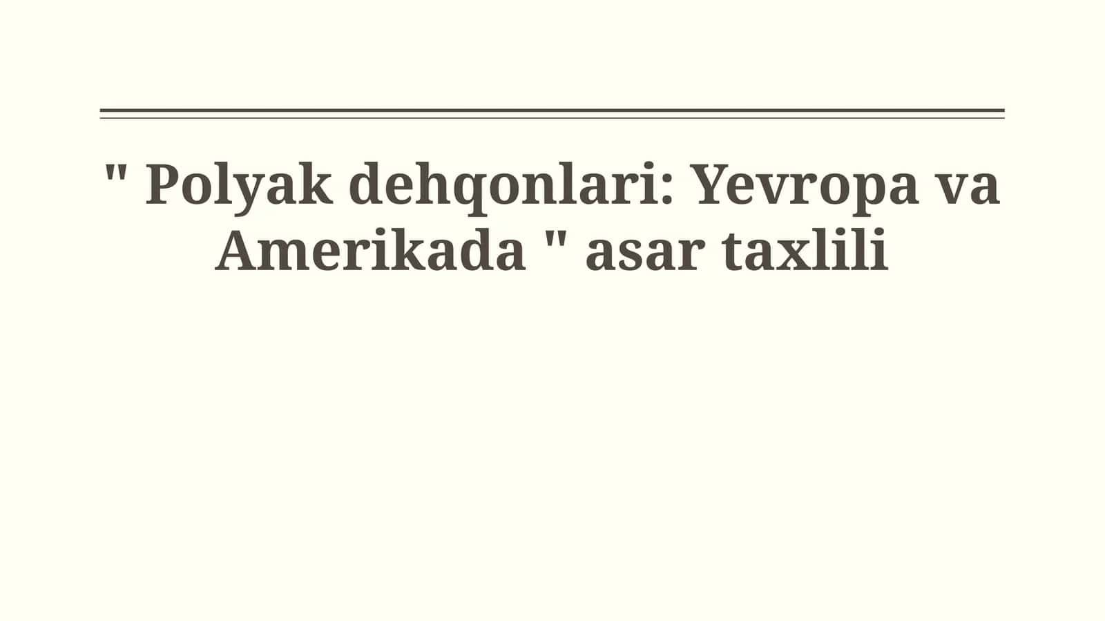 Evropadagi O'zbek Dehqonlari