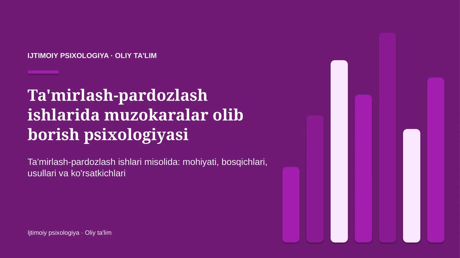 Ta'mirlash-pardozlash ishlarida muzokaralar olib borish psixologiyasi