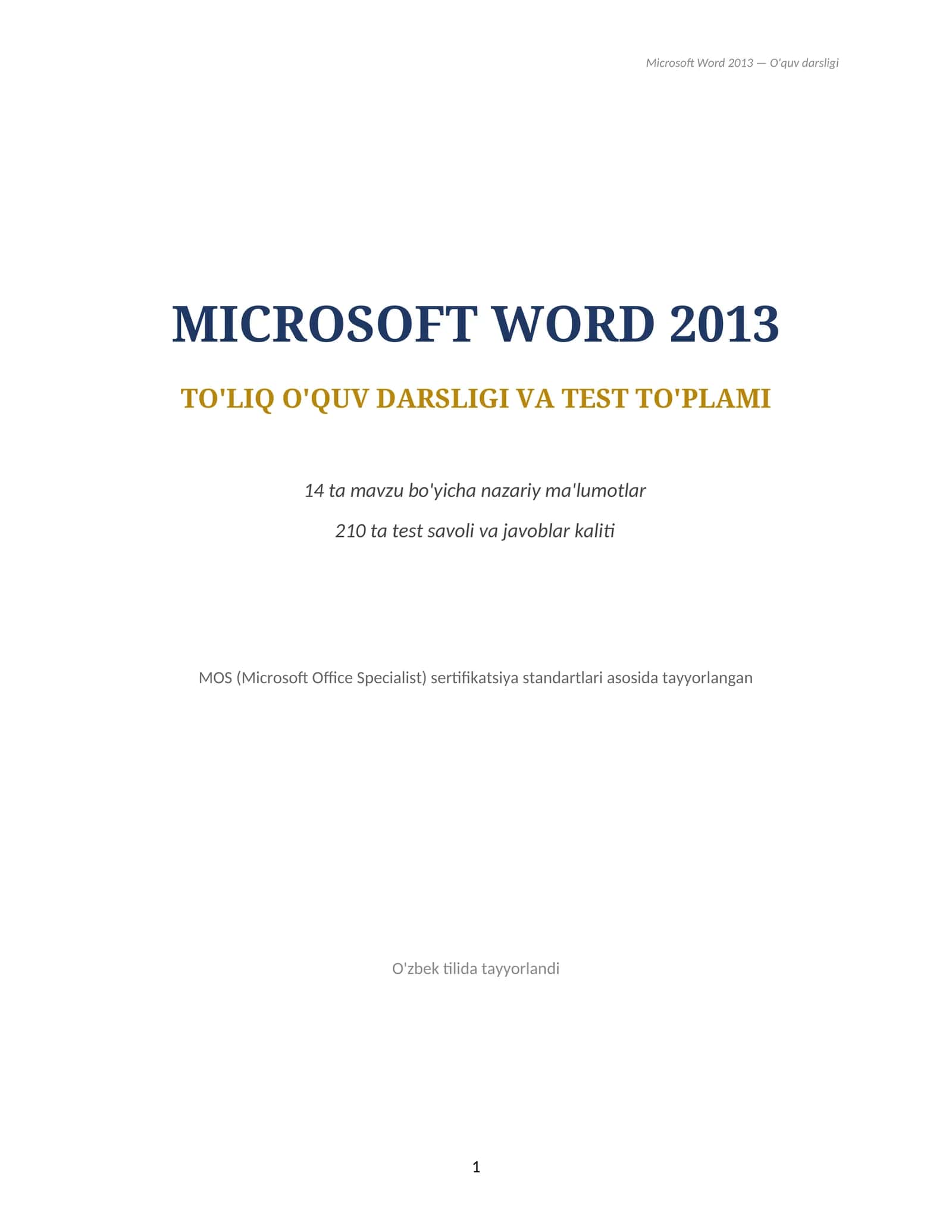 Word 2013 Attestatsiya To'lliq darslik