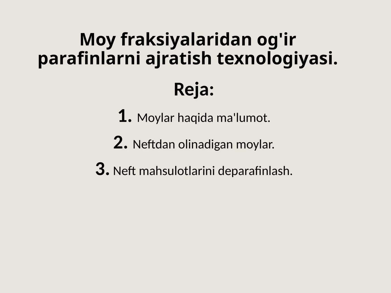 Moy fraksiyalaridan og'ir parafinlarni ajratish texnologiyasi