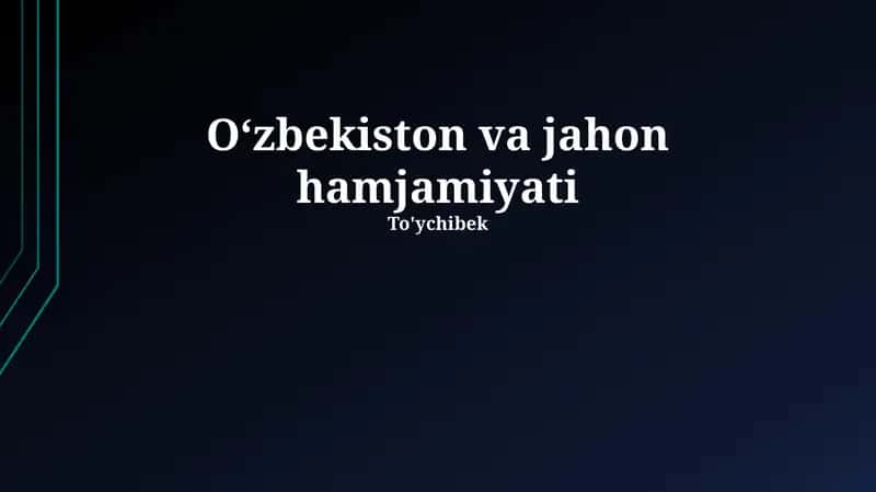 O'zbekiston va jahon hamjamiyati