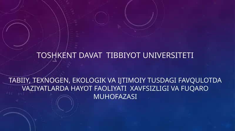 Tabiiy, texnogen, ekologik va ijtimoiy tusdagi favqulotda vaziyatlarda hayot faoliyati  xavfsizligi