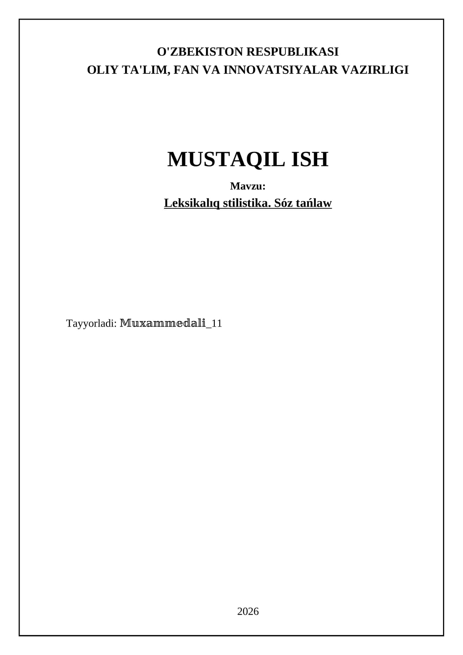 Leksikalıq stilistika. Sóz tańlaw
