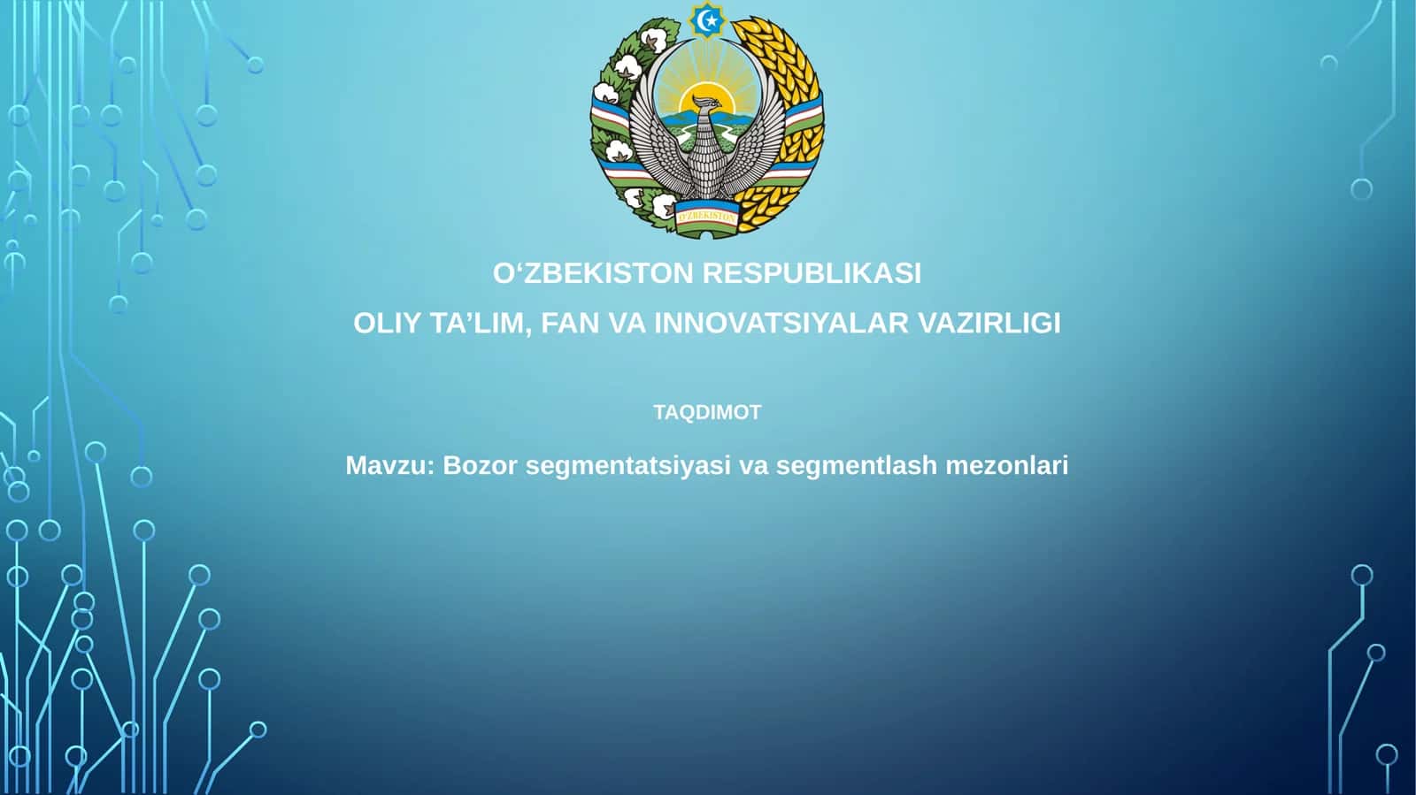 Bozorsegmentatsiyasi va segmentlashmezonlari