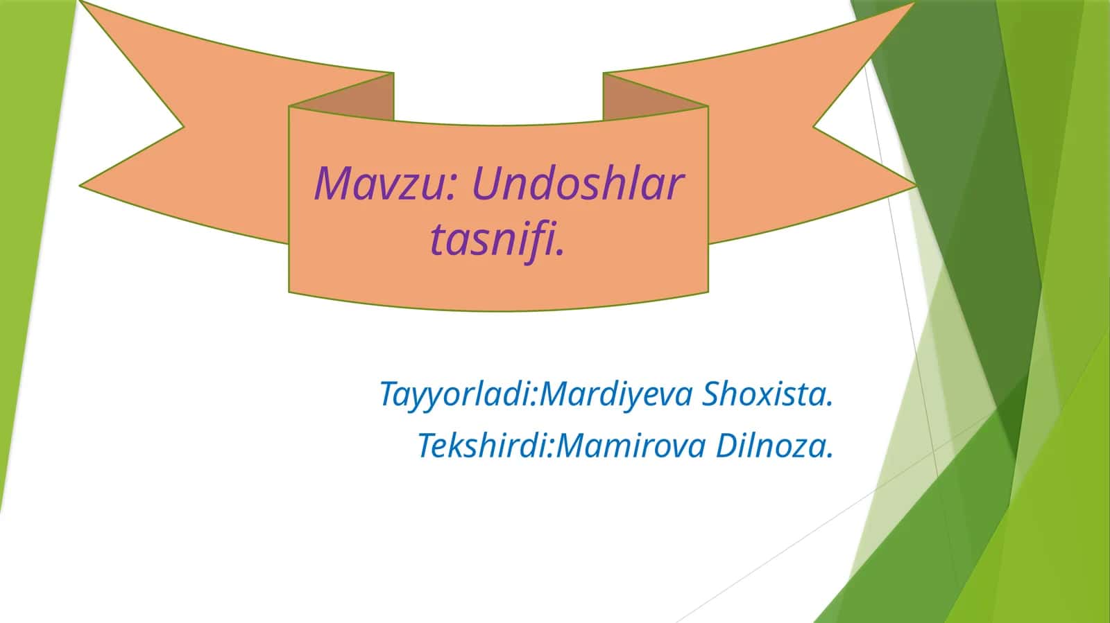 Undoshlar  tasnifi