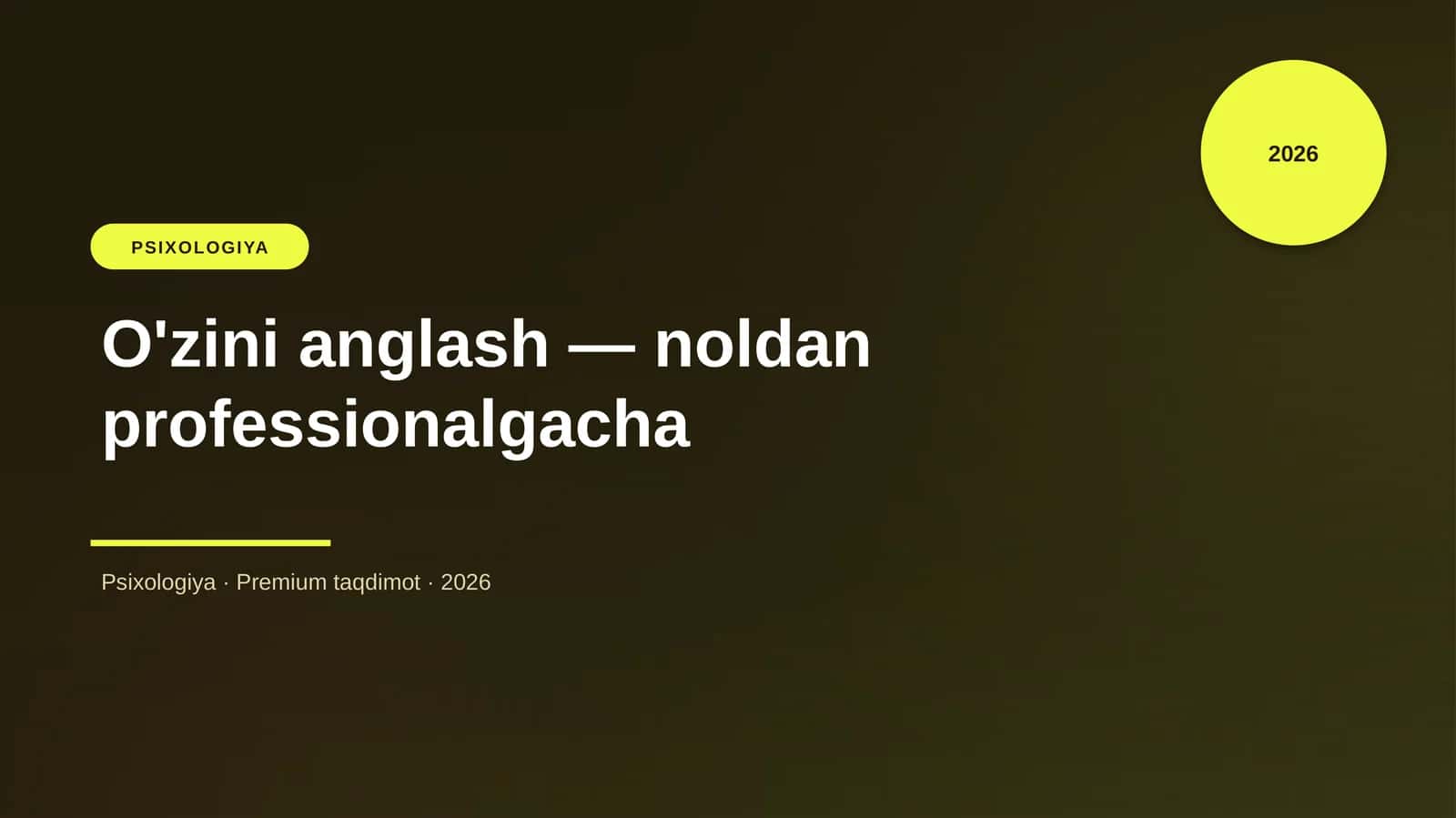 O'zini anglash — noldan professionalgacha
