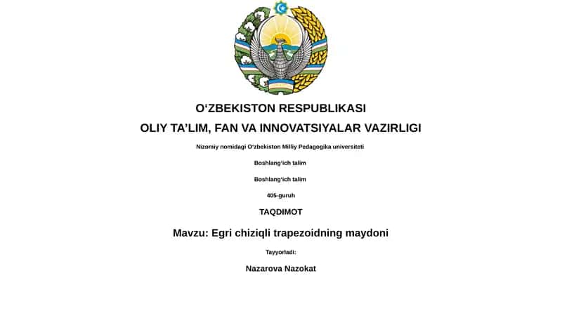 Egri chiziqli trapezoidning maydoni