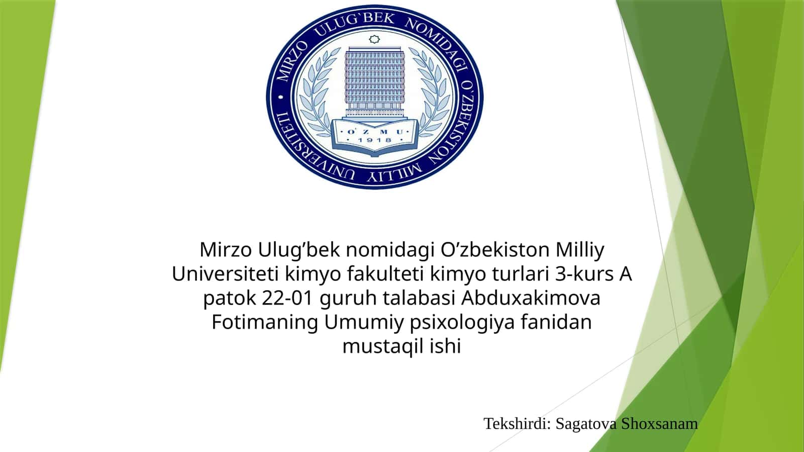Kimyo tur 3-kurs: Sezgi organlari va ularning qonuniyatlari