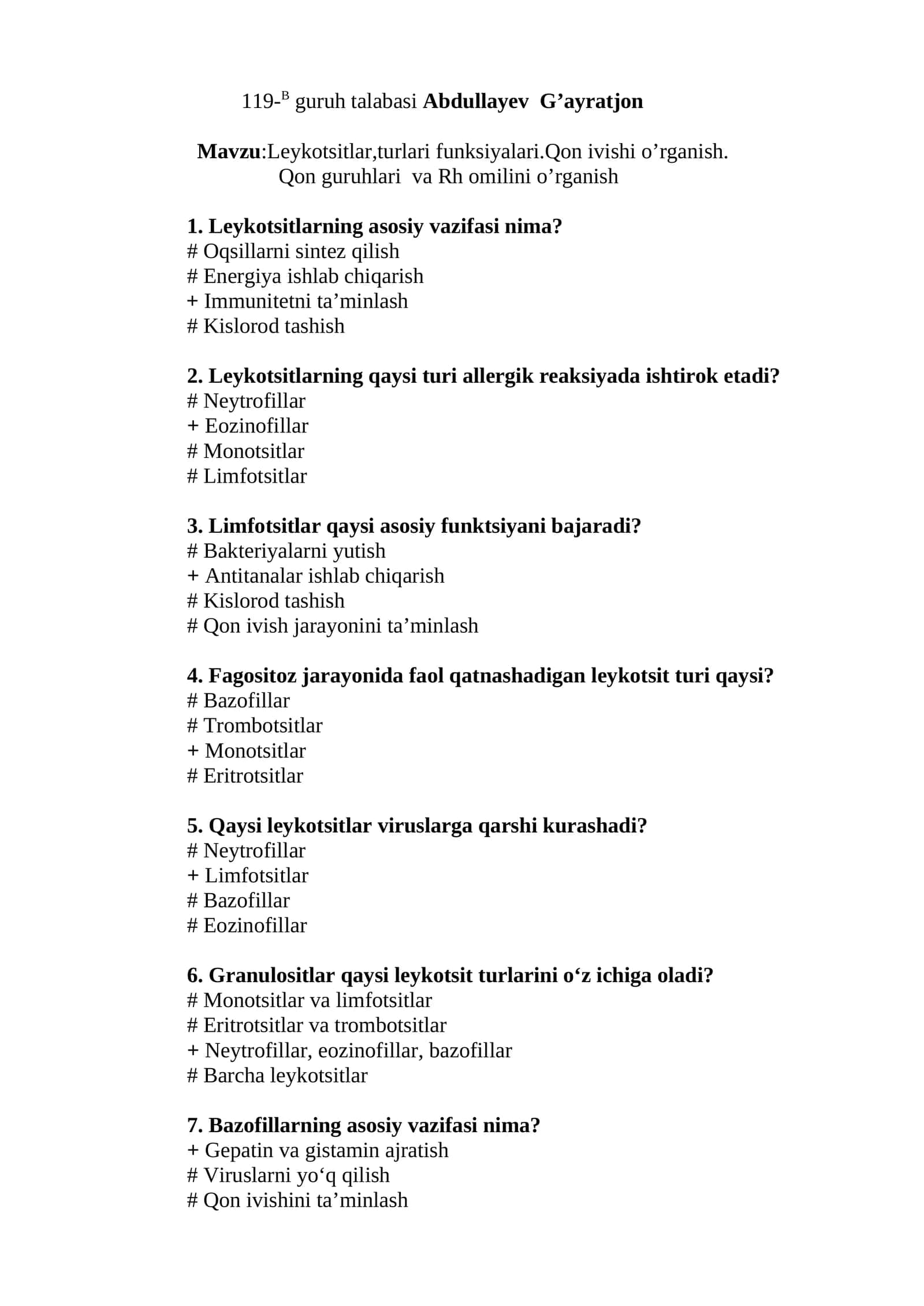 Leykotsitlar va qon guruhlari