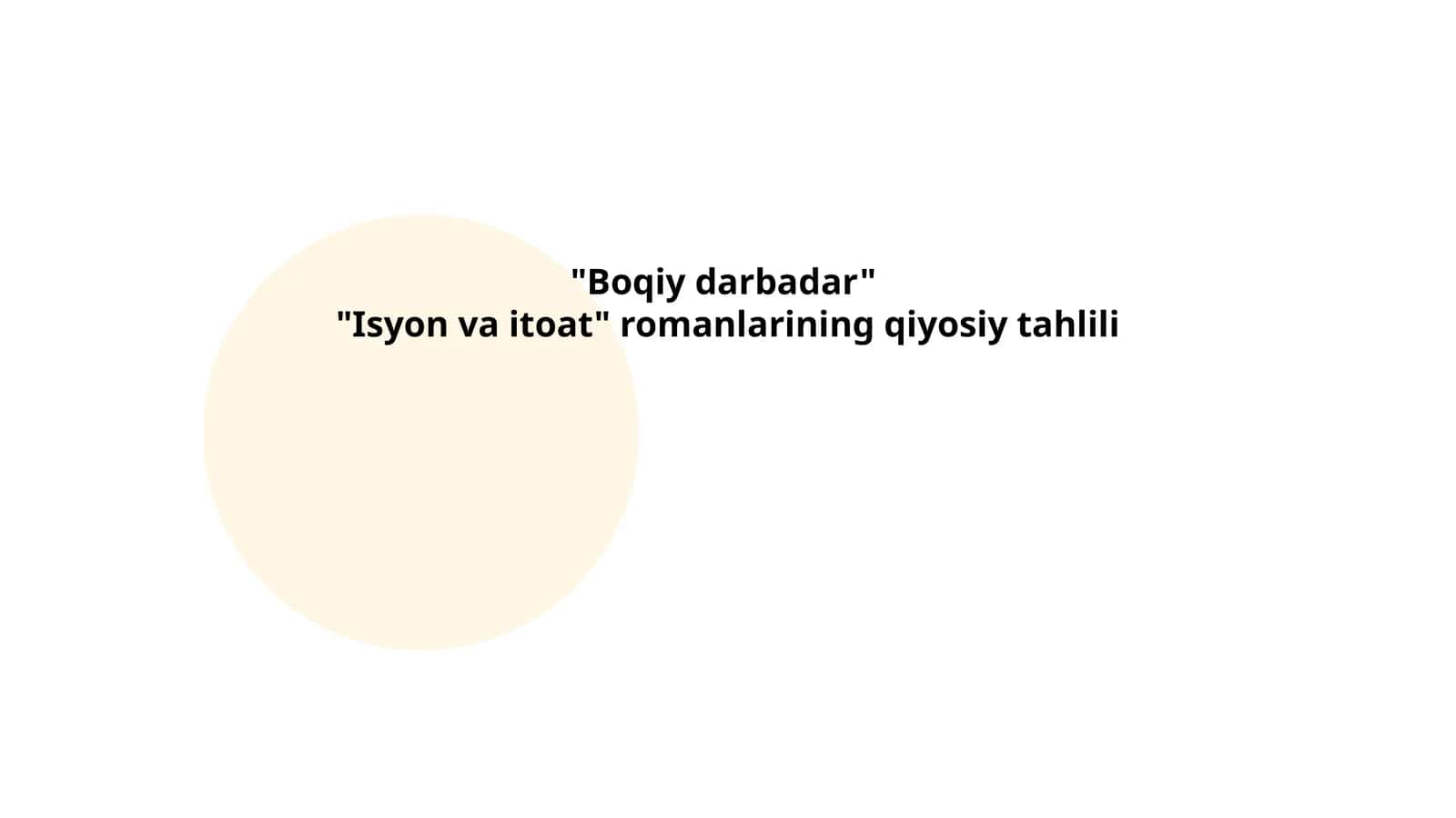 "Boqiy darbadar" va "Isyon va itoat" romanlarining qiyosiy tahlili