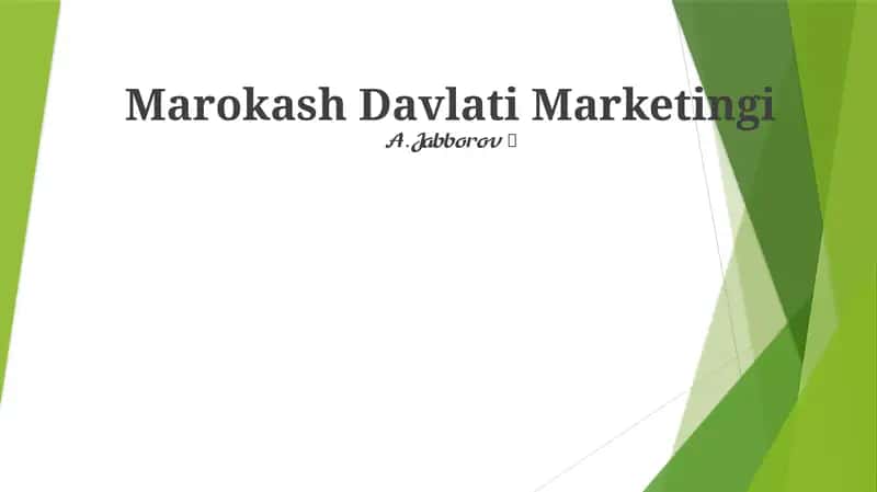Marokash Davlati Marketingi