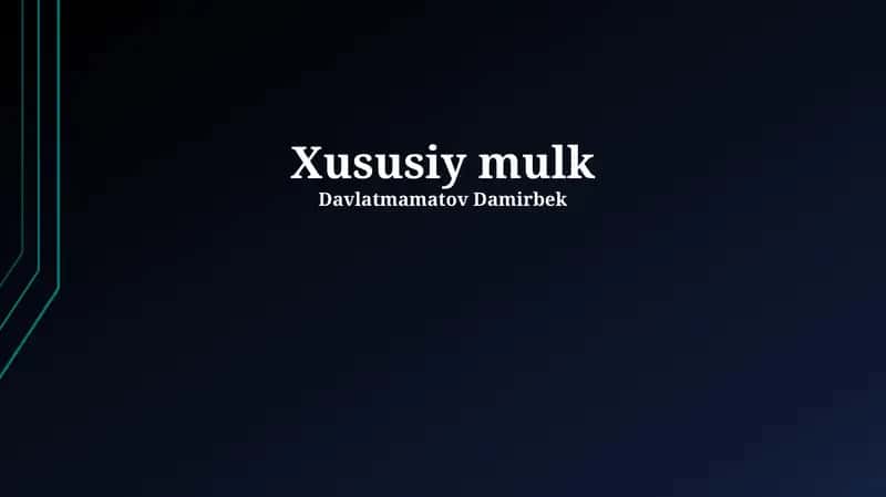Xususiy mulk