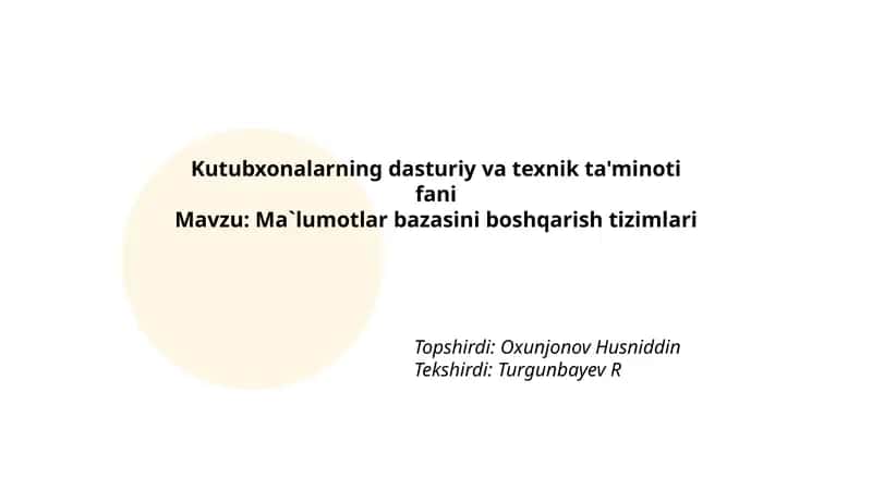 Ma'lumotlar bazasini boshqarish tizimlari