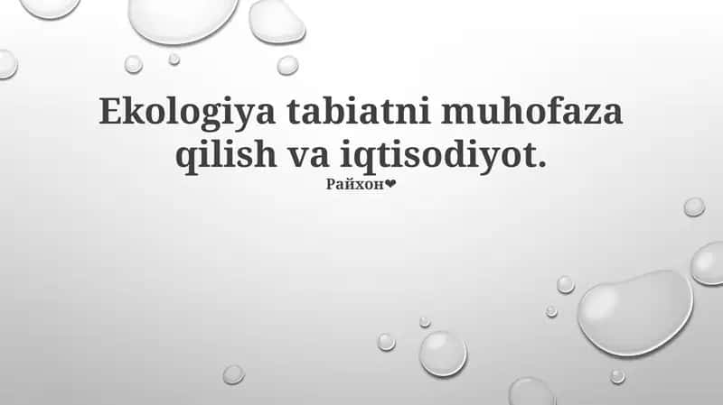 Ekologiya va iqtisodiyot
