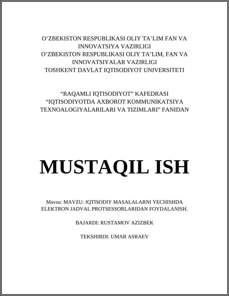 Elektron jadval protsessorlari