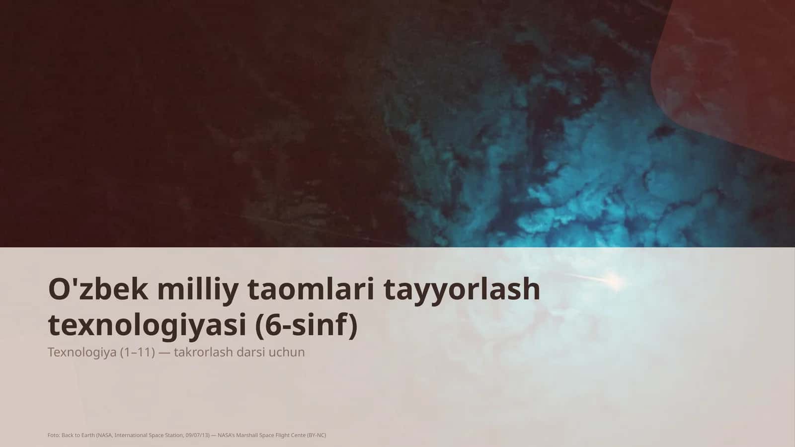 O'zbek milliy taomlari tayyorlash texnologiyasi (6-sinf)