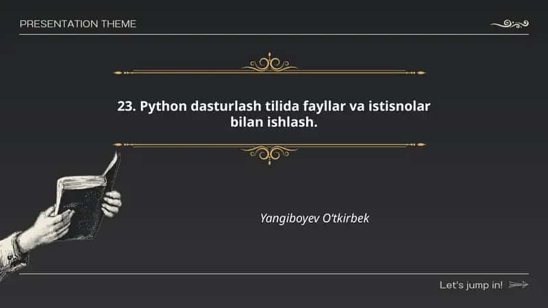 Python dasturlash tilida fayllar va istisnolar bilan ishlash
